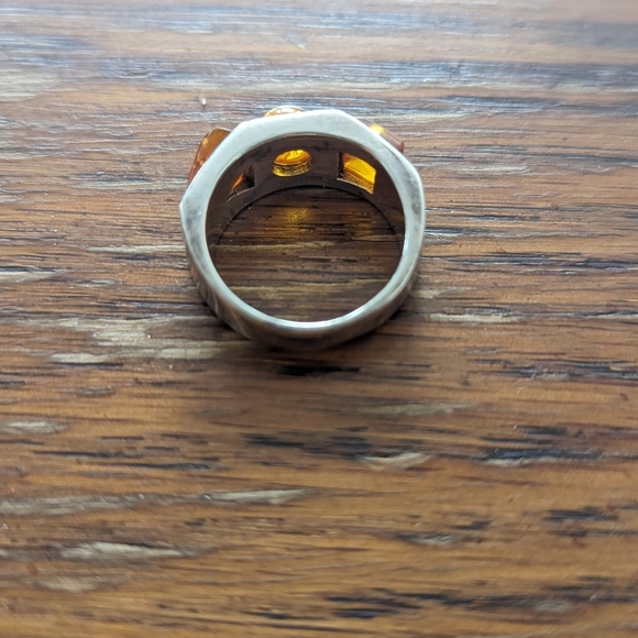 Amber Tripple Stone Silver Ring- EUC - Picture 6 of 6